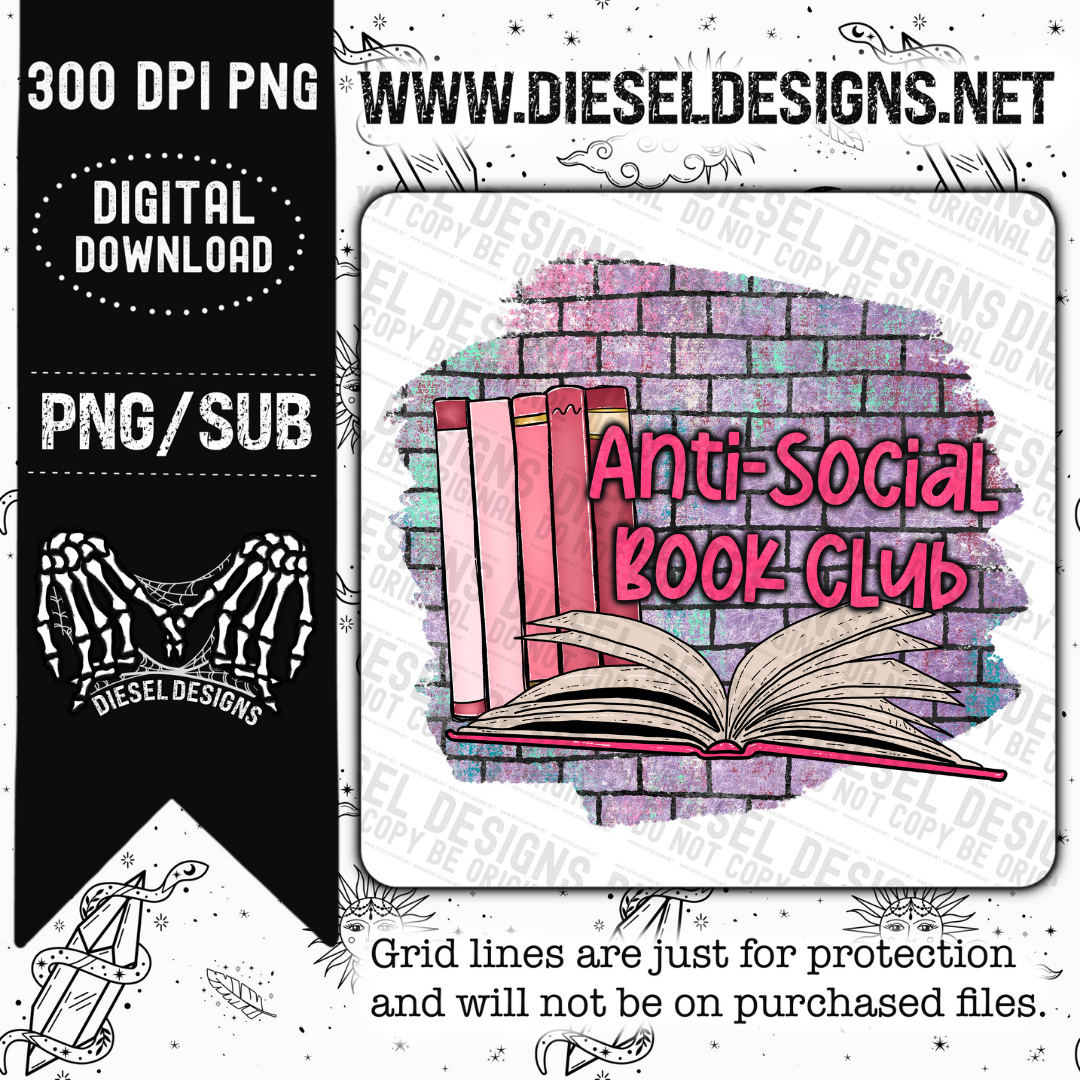 Antisocial book club  | 300 DPI | Transparent PNG