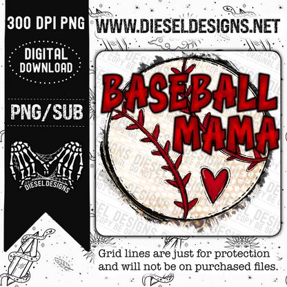 Baseball mama  | 300 DPI | Transparent PNG