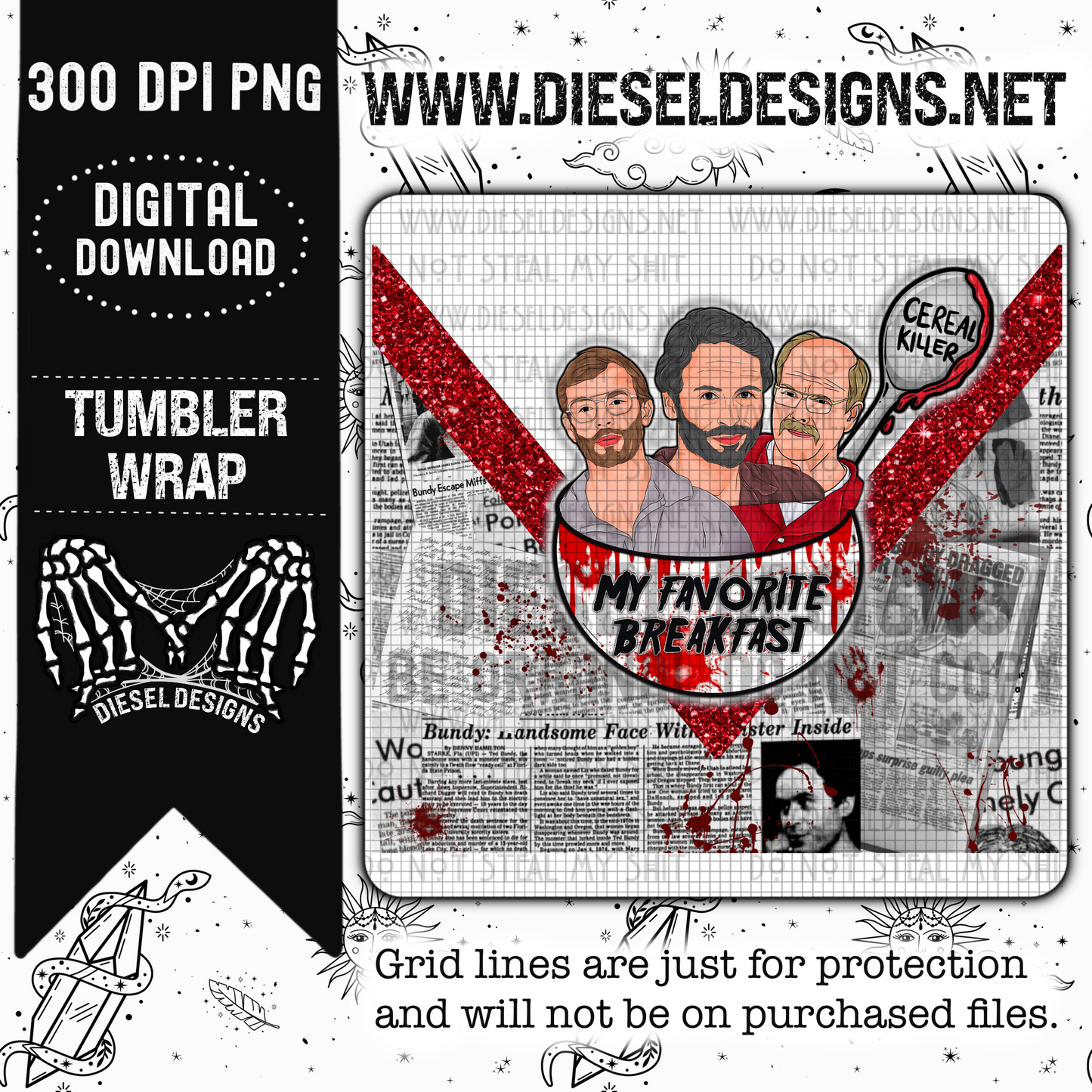 True Crime Bundle | 300 DPI | PNG | Seamless | Tumbler Wraps |