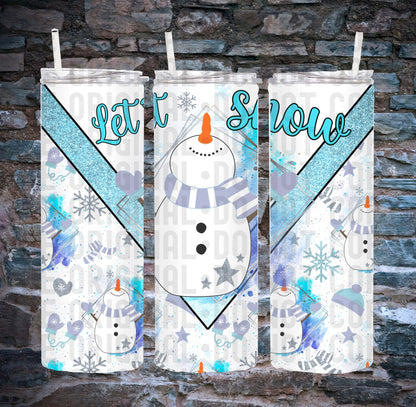 Let It Snow Tumbler Wrap | 300 DPI | Transparent PNG | 20 ounce Skinny Tumbler Template