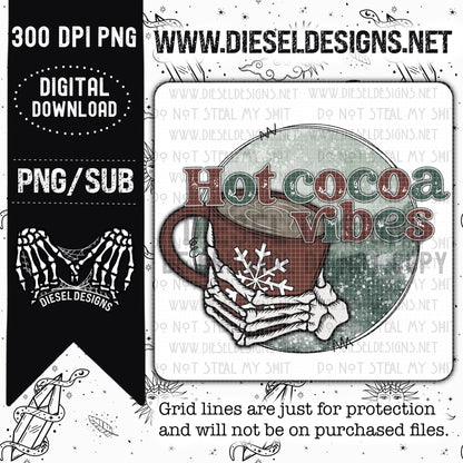 Retro Hot Cocoa Vibes | 300 DPI | Transparent PNG |