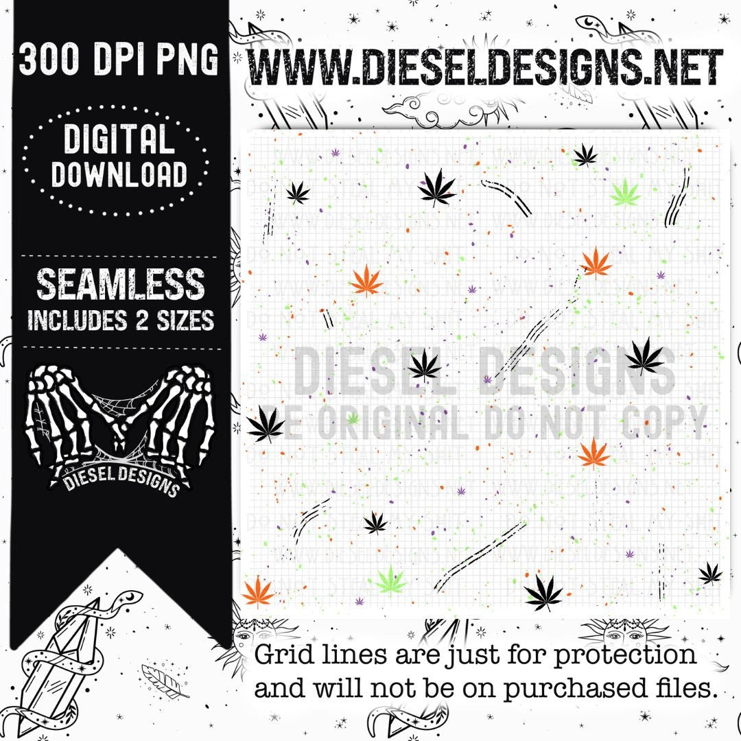 Halloweed Words Seamless | 300 DPI | Seamless 12"x12" | 2 sizes Included