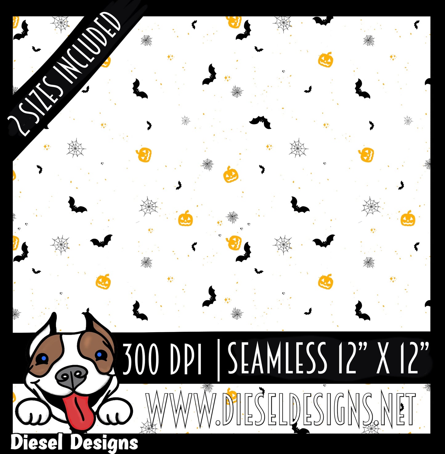 Halloween Seamless Design | 300 DPI | Seamless 12"x12" | 2 sizes Included