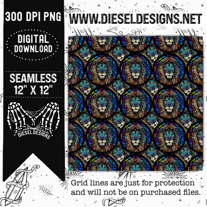 Lion glass  | 300 DPI | 12" x 12" | Seamless File