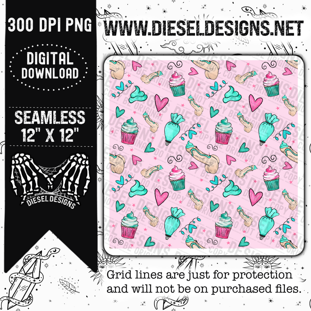 Pink Baker Seamless   | 300 DPI | 12" x 12" | Seamless File | NSFW