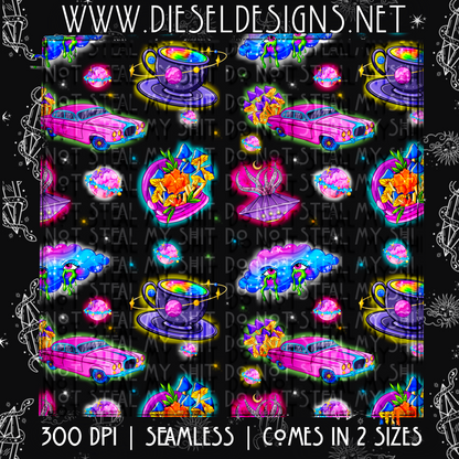 Funky Outer Space Seamless Designs | 300 DPI | Seamless 12"x12" | Includes 2 Sizes