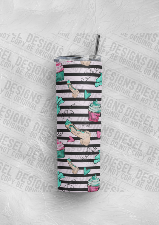 Striped Penis | 300 DPI | 20 oz Skinny Tumbler Wrap