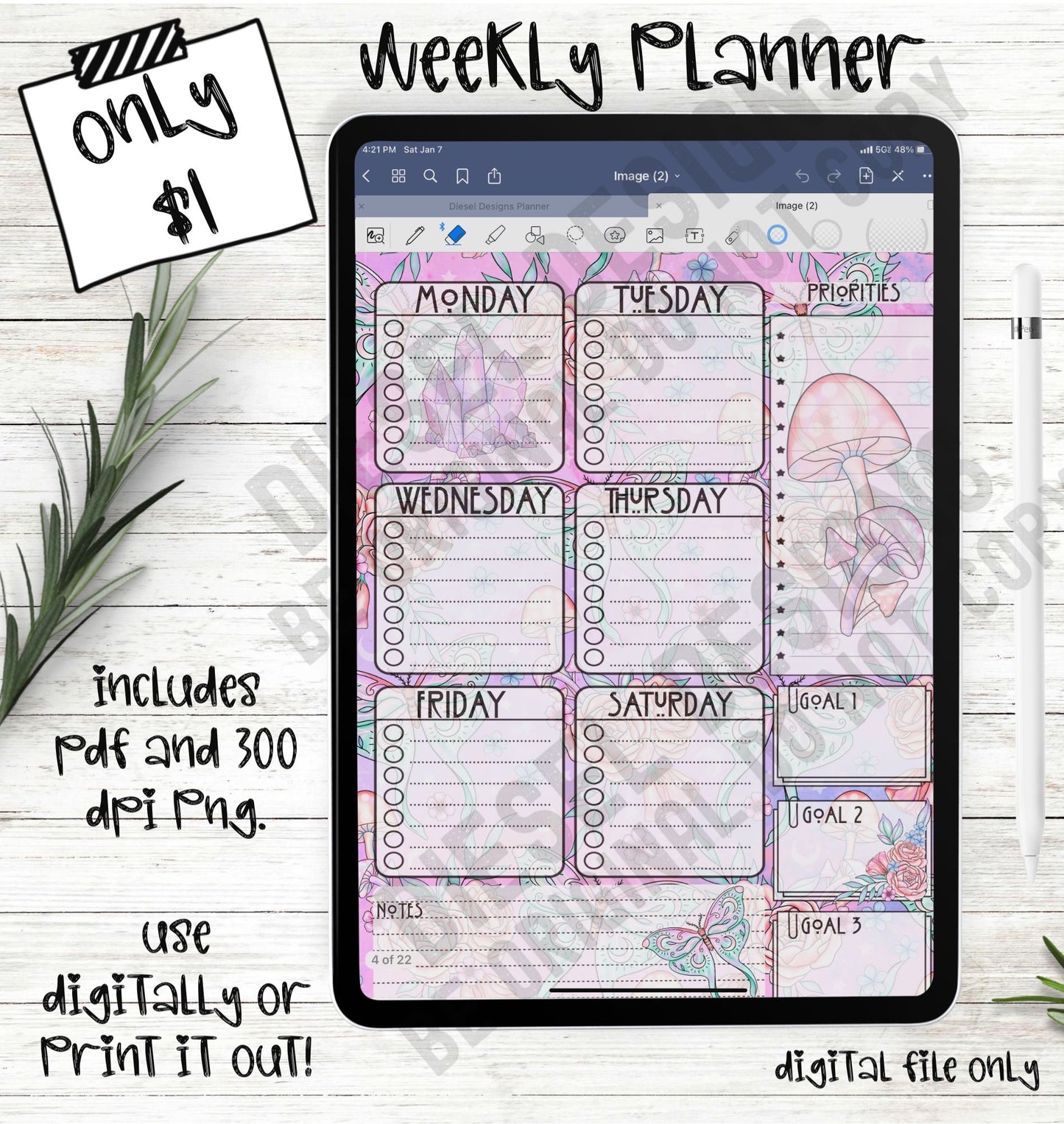 Witchy | 6-Day Digital Planner | 300 DPI | PNG & PDF included